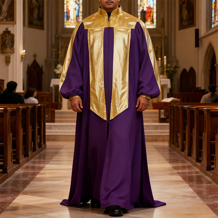 Christianartworkshop Goldverzierte Priesterrobe: 7 Farben für liturgische Eleganz - Lila - 2XL - image 13