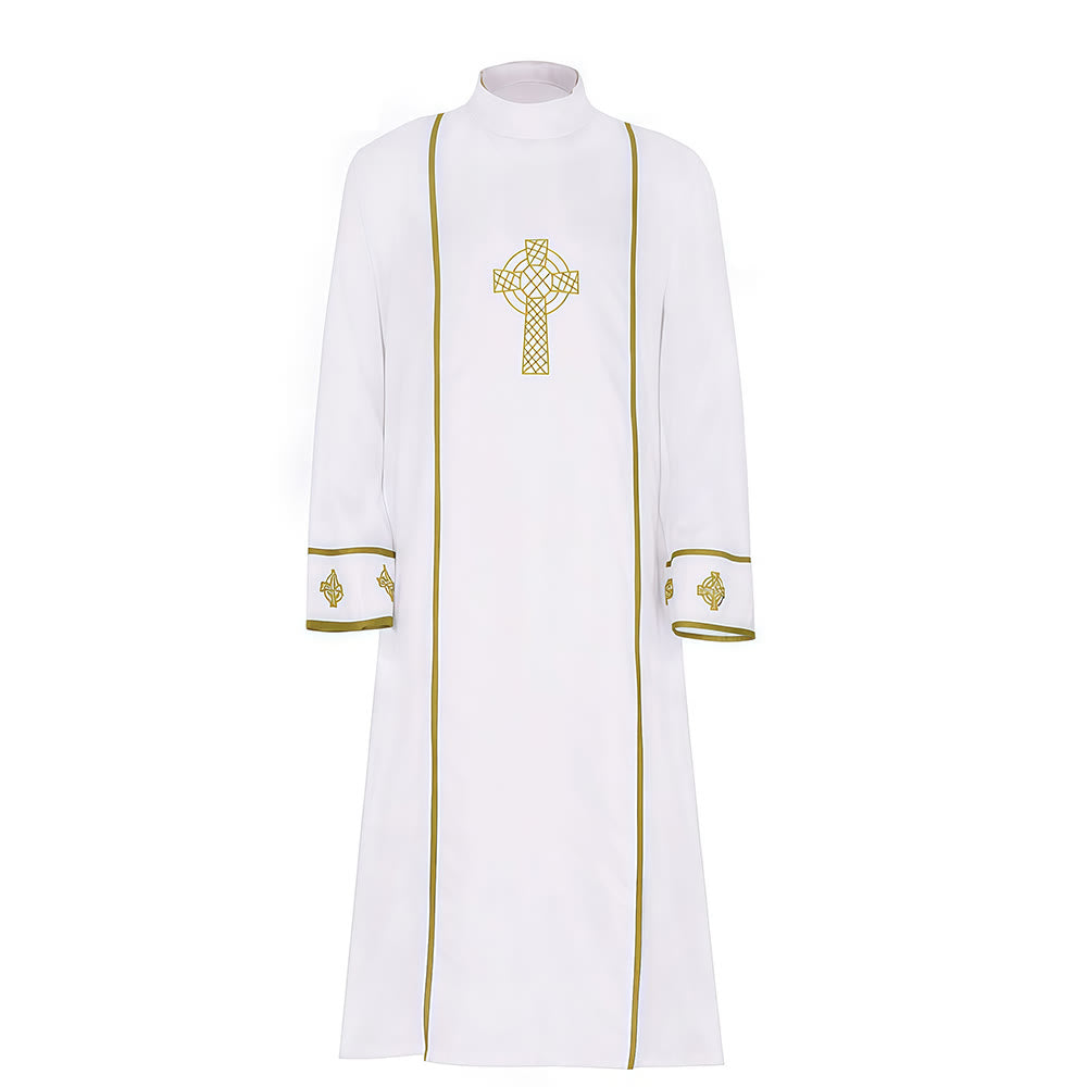 Christianartworkshop Mehrstil-Kasack, weiß: Ideal für Gottesdienste und Rituale - Mit goldenem Kreuz - 2XL - image 1