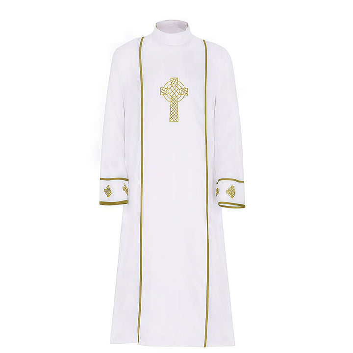 Christianartworkshop Mehrstil-Kasack, weiß: Ideal für Gottesdienste und Rituale - Mit goldenem Kreuz - 2XL - image 1