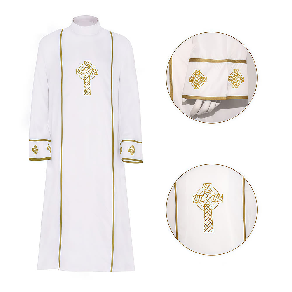Christianartworkshop – Weiße Priesterroben in verschiedenen Stilen: Ideal für Gottesdienste und Rituale in der Kirche - image 3
