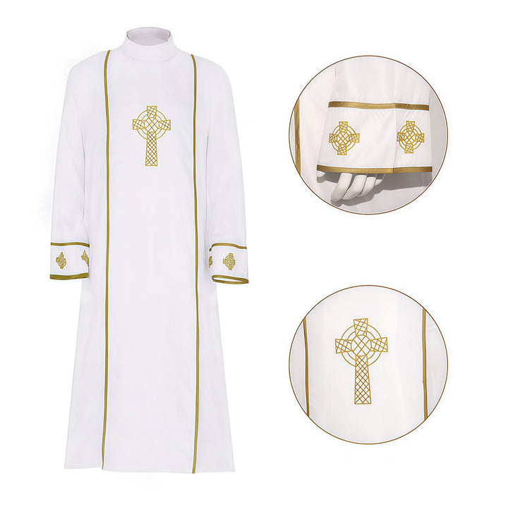Christianartworkshop – Weiße Priesterroben in verschiedenen Stilen: Ideal für Gottesdienste und Rituale in der Kirche - image 3
