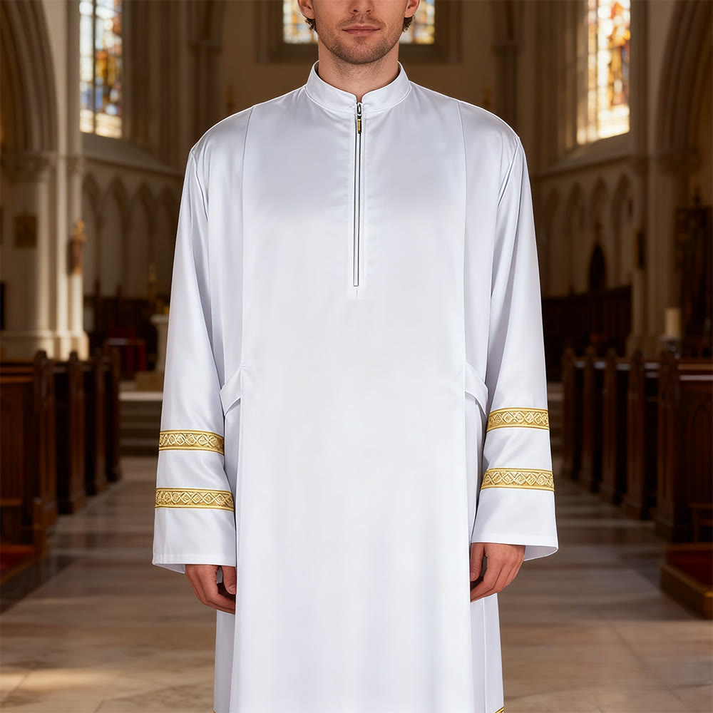 Christianartworkshop – Weiße Priesterroben in verschiedenen Stilen: Ideal für Gottesdienste und Rituale in der Kirche - image 5