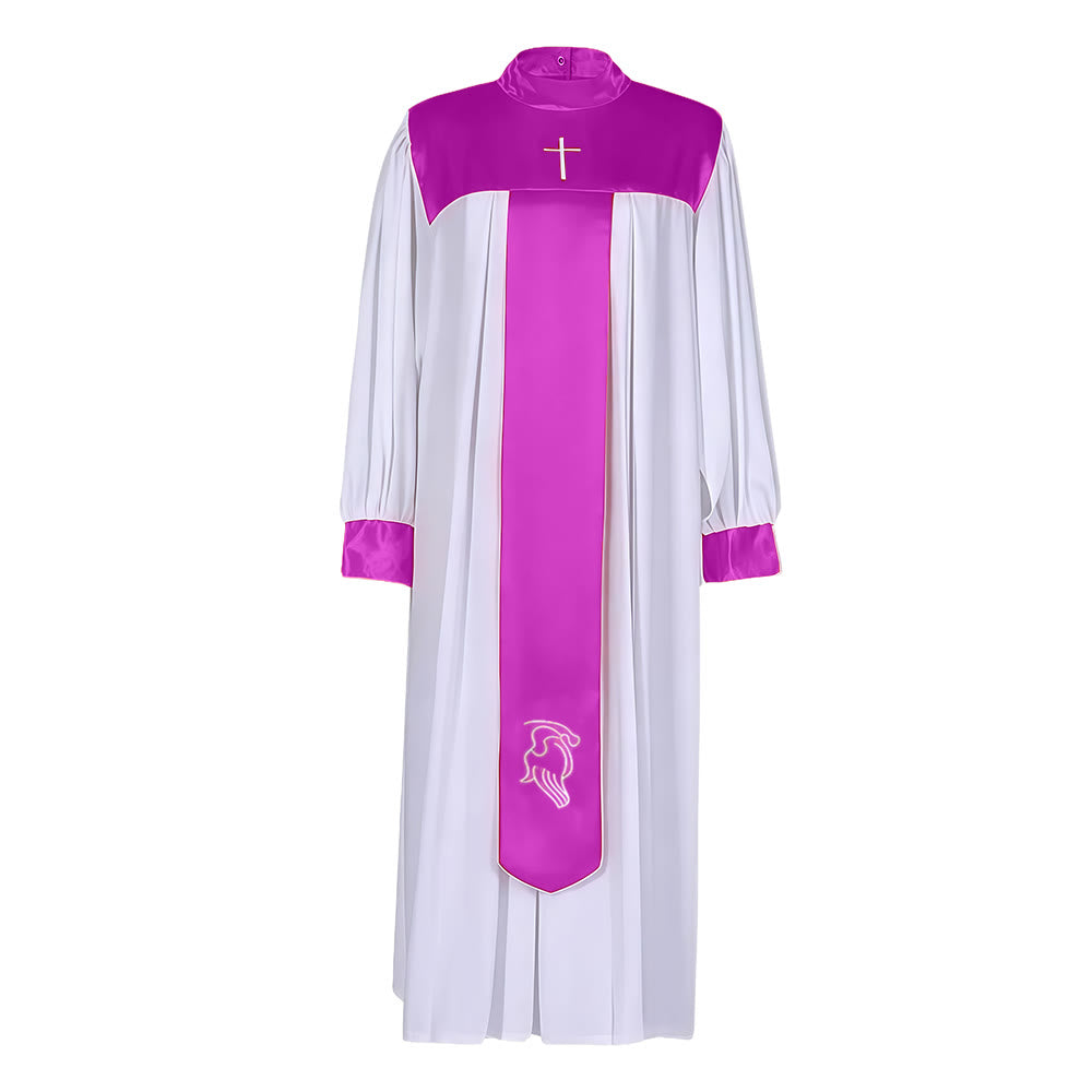 Christianartworkshop Mehrfarbige, elegante Geistliche-Roben mit Satinbesatz und Heiligensymbolen - image 9