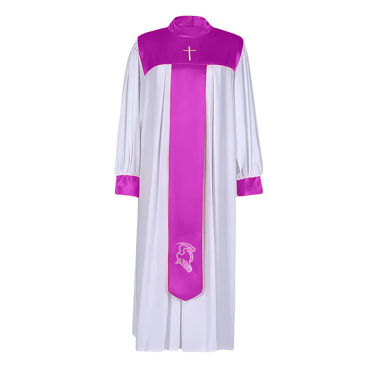 Christianartworkshop Mehrfarbige, elegante Geistliche-Roben mit Satinbesatz und Heiligensymbolen - image 9