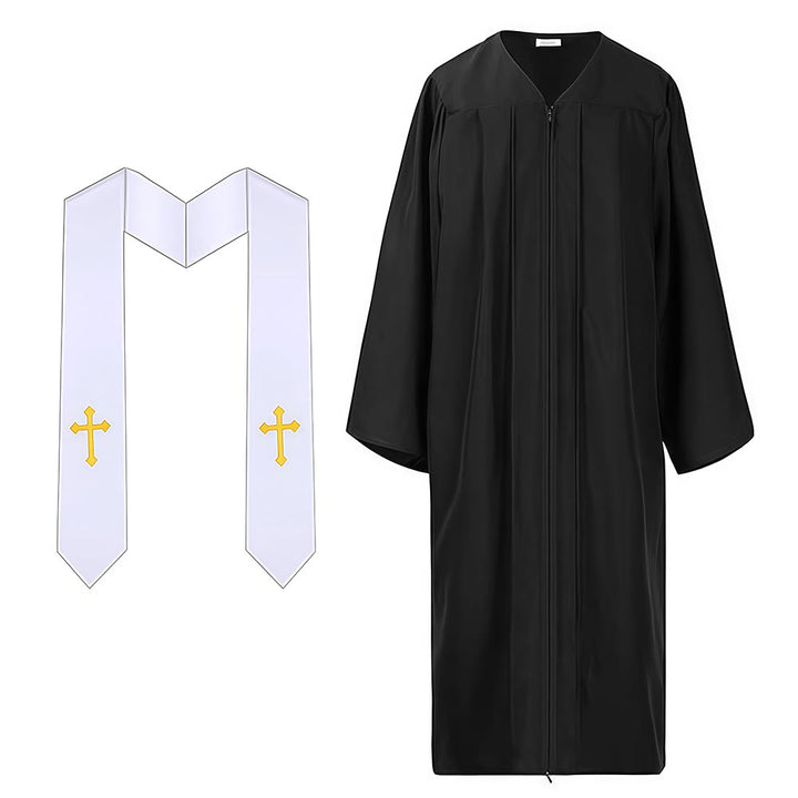 Christianartworkshop Elegante schwarz-weiße Priesterroben: Goldenes Kreuzdetail - image 7