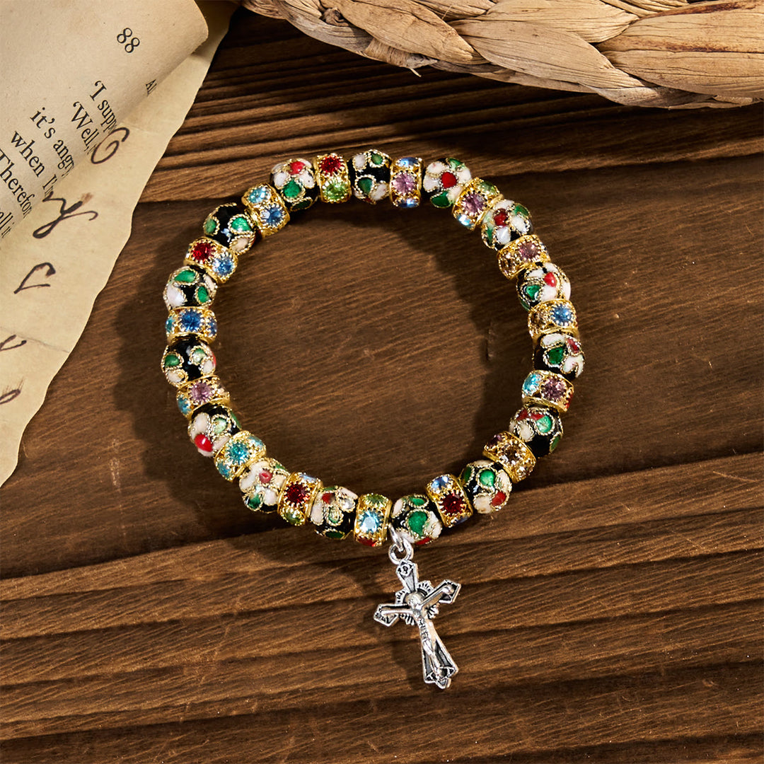 Christianartworkshop Handgefertigtes Cloisonné-Perlen-Armband „Zeitloses Glaubensarmband“: Ein Zeugnis der Gegenwart Christi - image 5