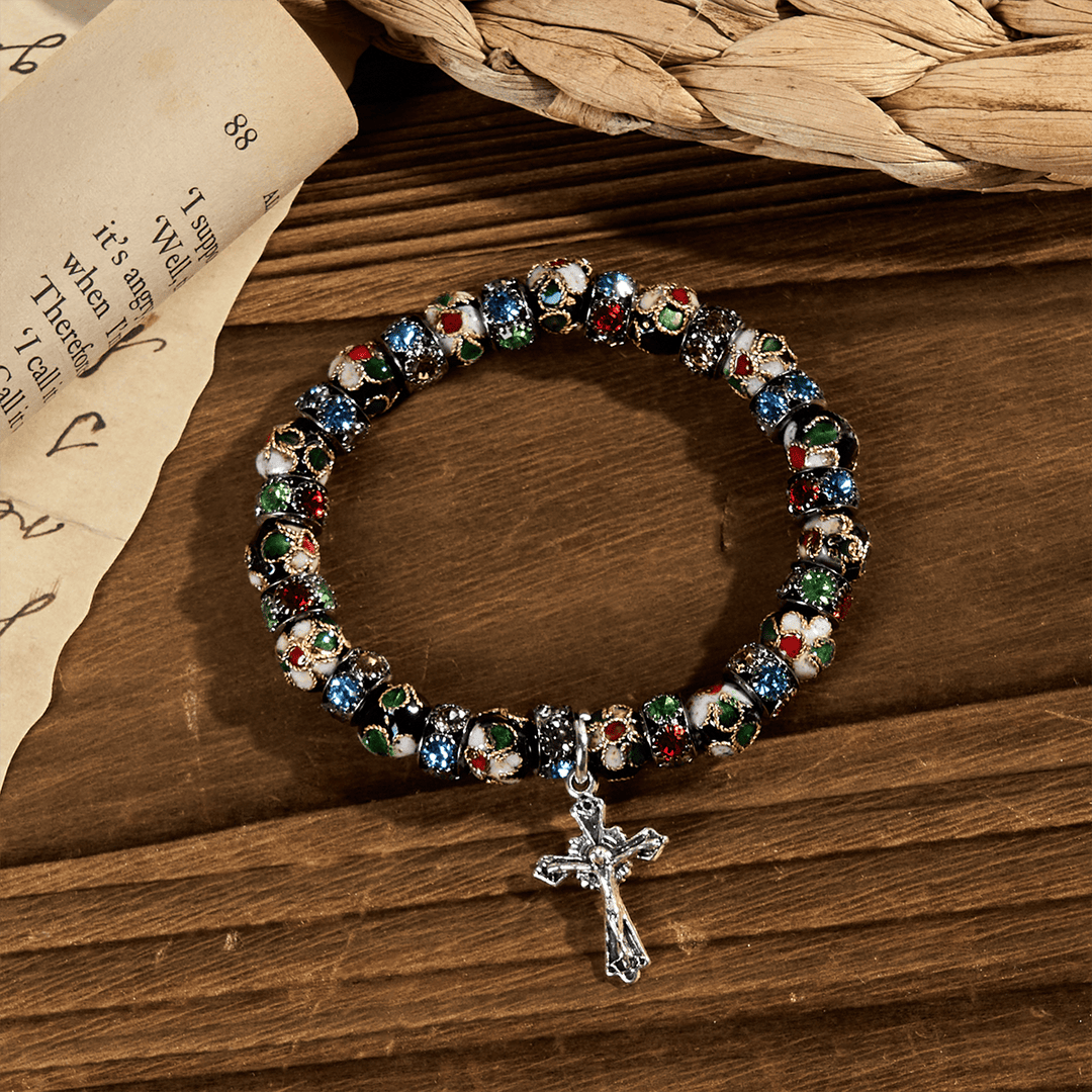 Christianartworkshop Handgefertigtes Cloisonné-Perlen-Armband „Zeitloses Glaubensarmband“: Ein Zeugnis der Gegenwart Christi - image 4