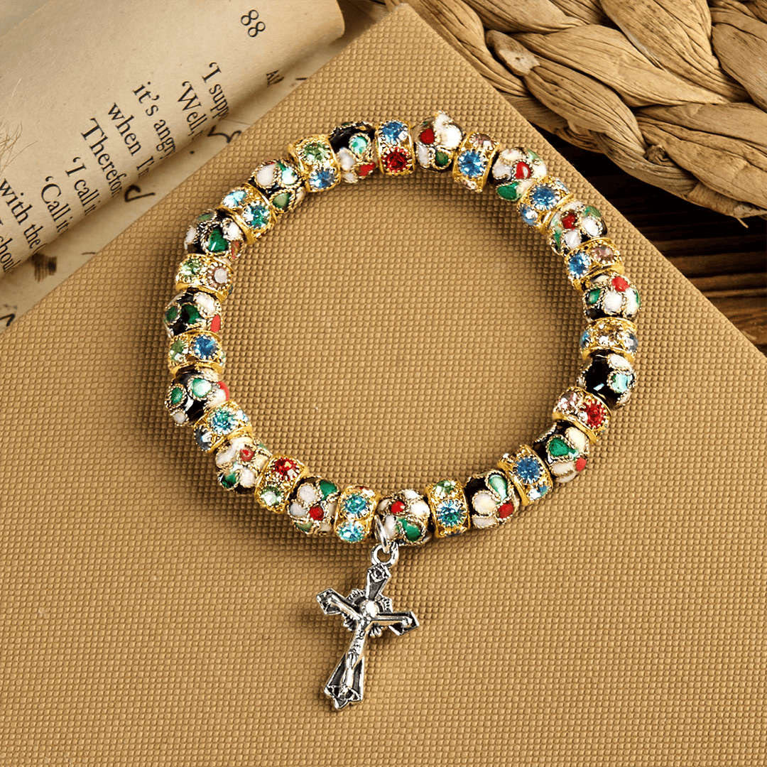 Christianartworkshop Handgefertigtes Cloisonné-Perlen-Armband „Zeitloses Glaubensarmband“: Ein Zeugnis der Gegenwart Christi - image 8