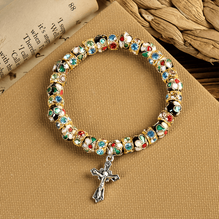 Christianartworkshop Handgefertigtes Cloisonné-Perlen-Armband „Zeitloses Glaubensarmband“: Ein Zeugnis der Gegenwart Christi - image 8