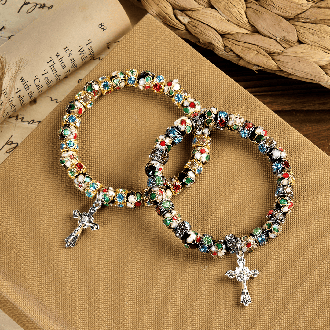 Christianartworkshop Handgefertigtes Cloisonné-Perlen-Armband „Zeitloser Glaube“: Ein Zeugnis der Gegenwart Christi - image 6