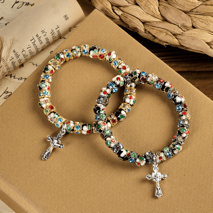 Christianartworkshop Handgefertigtes Cloisonné-Perlen-Armband „Zeitloser Glaube“: Ein Zeugnis der Gegenwart Christi - image 6