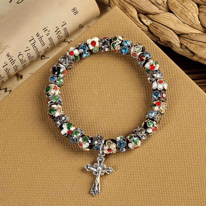 Christianartworkshop Handgefertigtes Cloisonné-Perlen-Armband „Zeitloses Glaubensarmband“: Ein Zeugnis der Gegenwart Christi - image 7