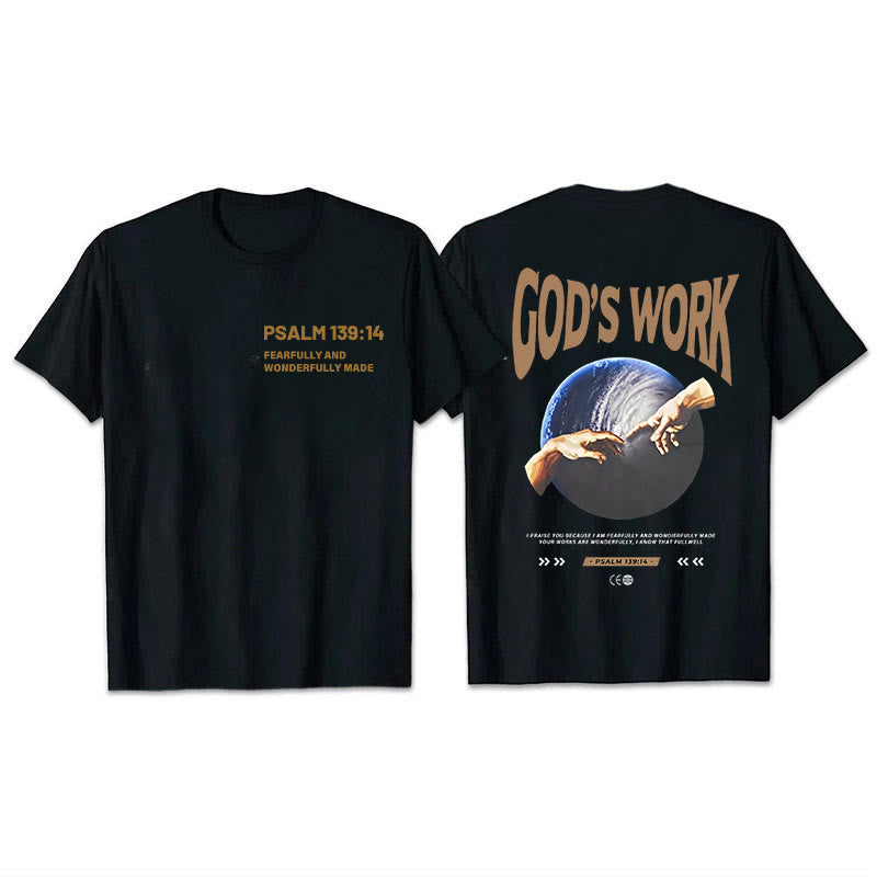 Christianartworkshop Gottes Werk.Psalm 139:14 Unisex Baumwoll-T-Shirt - Schwarz - 2XL - image 0