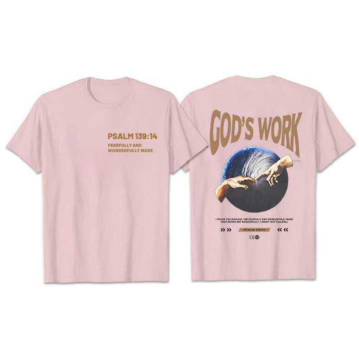 Christianartworkshop Gottes Werk. Psalm 139,14 Unisex-Baumwoll-T-Shirt - Rosa - 2XL - image 4
