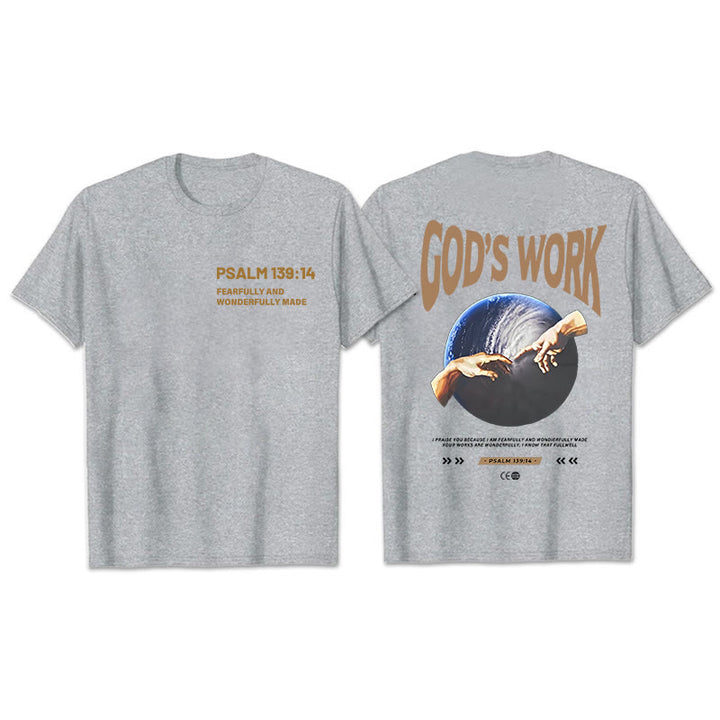 Christianartworkshop Gottes Werk.Psalm 139:14 Unisex Baumwoll-T-Shirt - Grau - 2XL - image 3