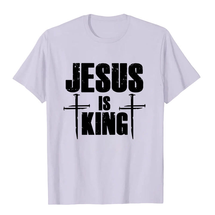 Christianartworkshop Jesus ist König 3-Nagel-Kreuz Christliches T-Shirt - Lila - 2XL - image 4