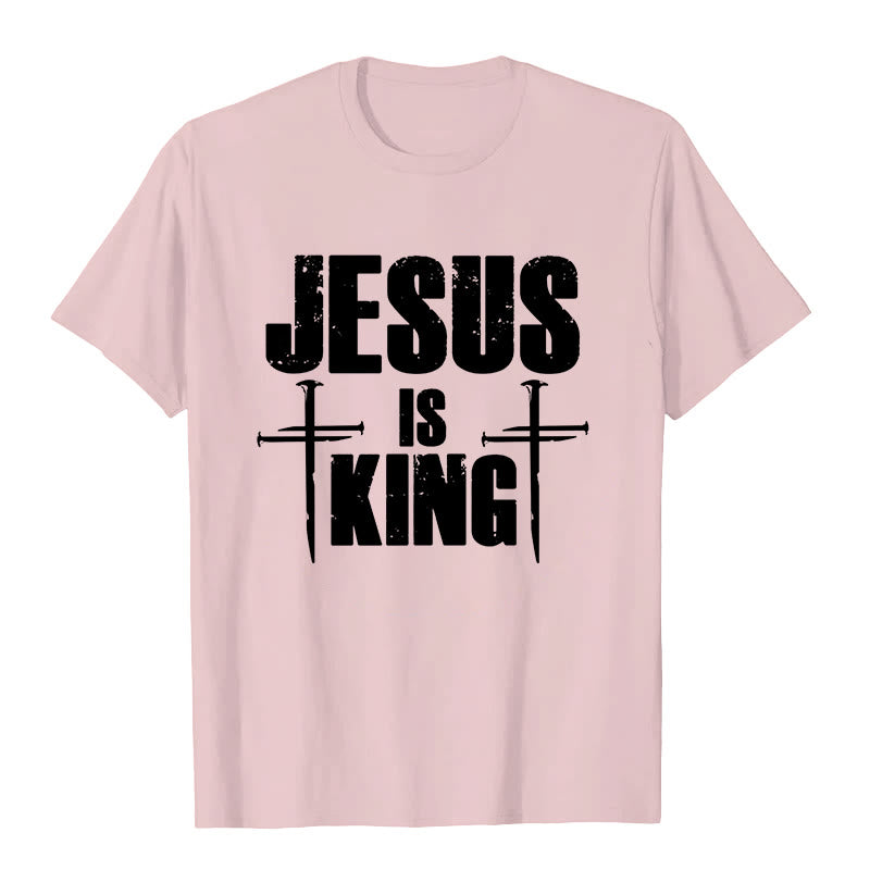 Christianartworkshop Jesus ist König 3-Nagel-Kreuz Christliches T-Shirt - Rosa - 2XL - image 6