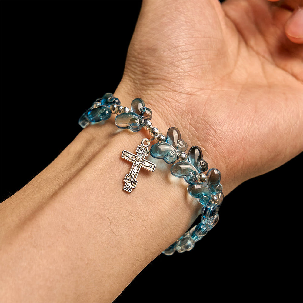 Christianartworkshop Wings of Devotion Schimmerndes blaues Schmetterlings-Gebetstier-Armband - image 1