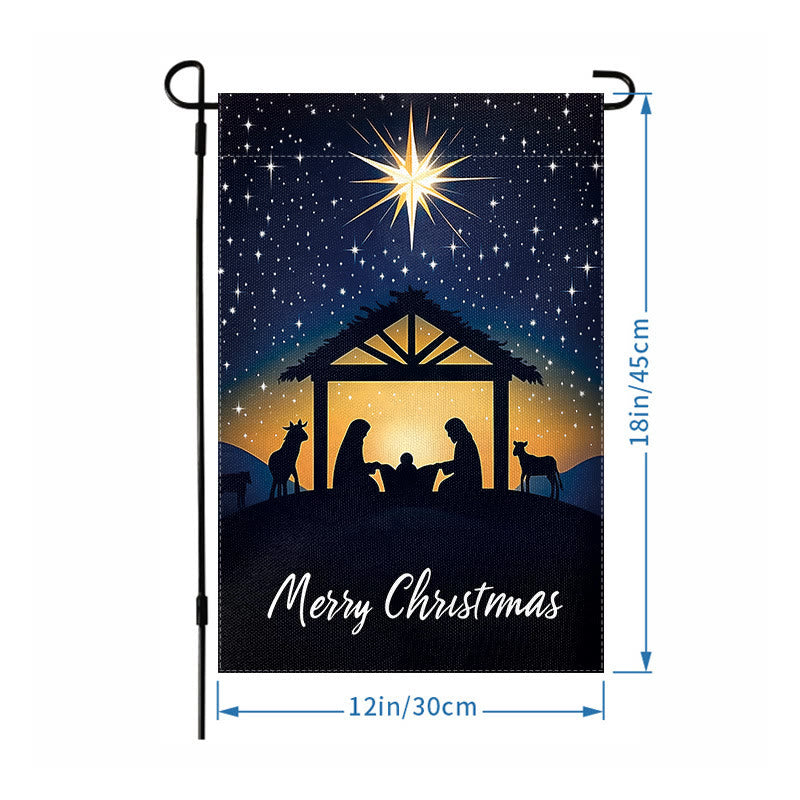 Christianartworkshop Weihnachtsflagge für den Garten, Bethlehem-Stern und Heilige Familie: Frohe Weihnachten - image 2