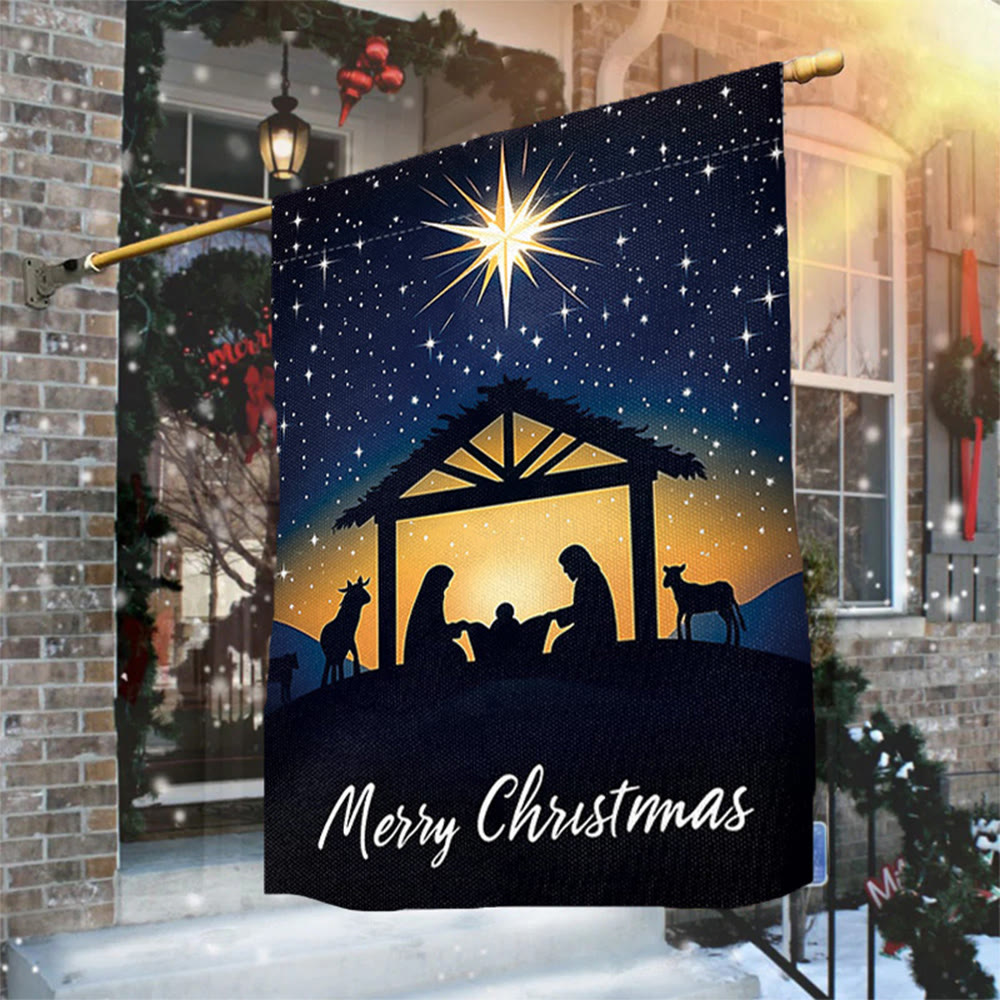 Christianartworkshop Weihnachtsflagge für den Garten, Bethlehem-Stern und Heilige Familie: Frohe Weihnachten - image 4