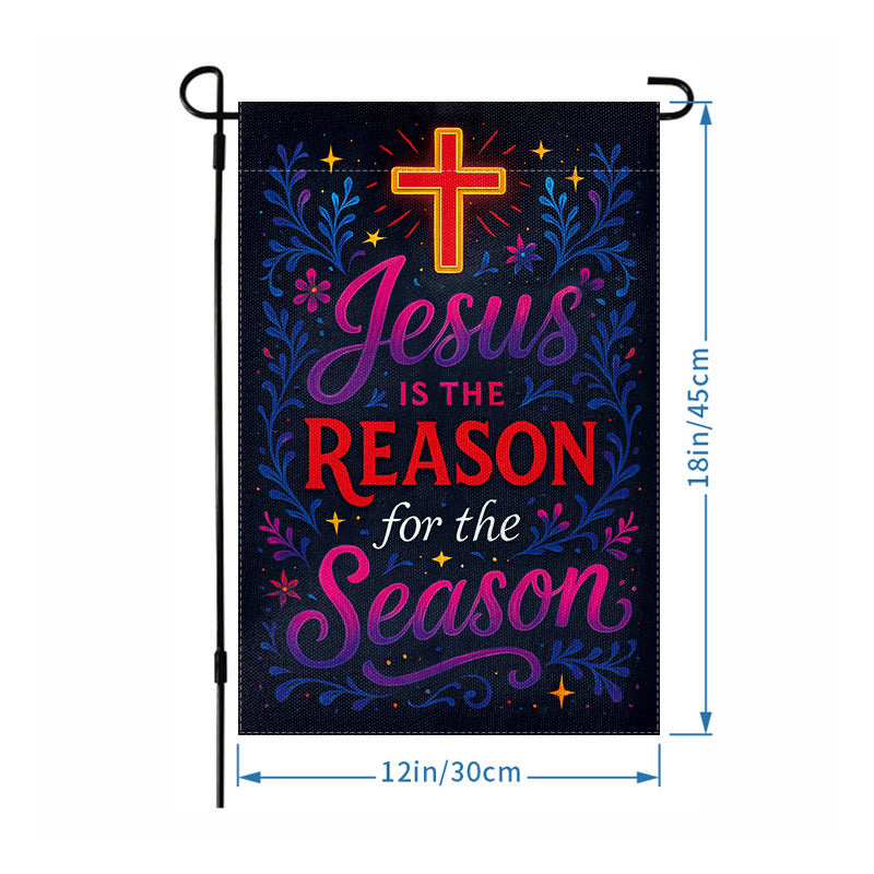 Christianartworkshop Gartenflagge mit lebendigem Schriftzug „Jesus is the Reason Cross“ - image 5
