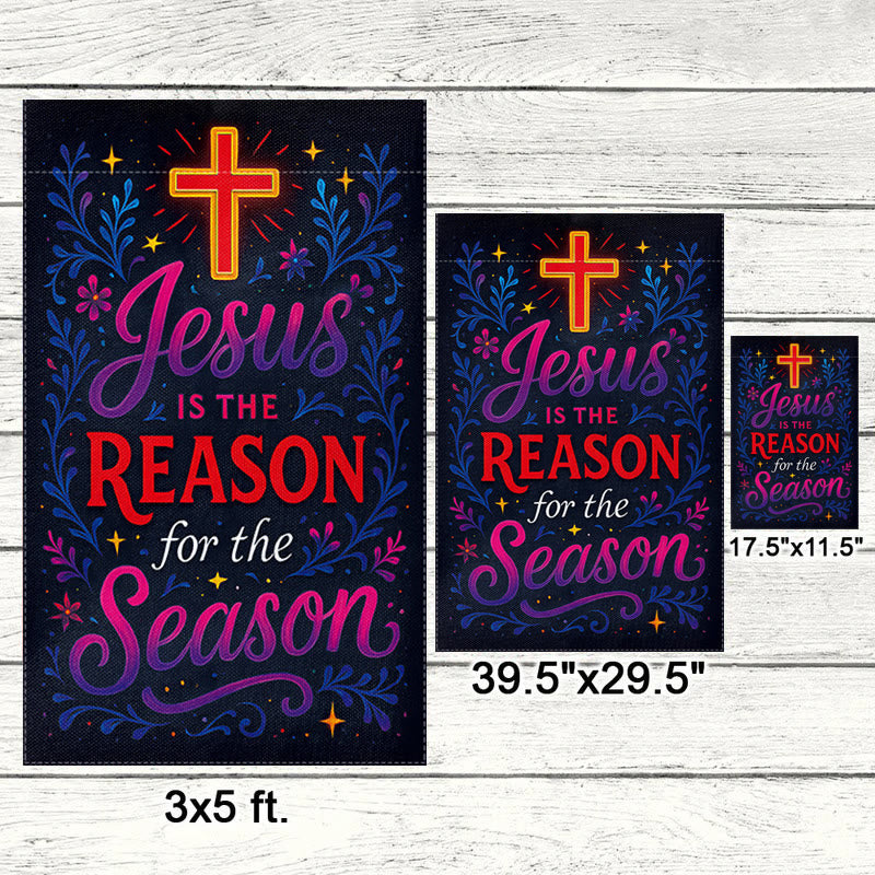 Christianartworkshop Gartenflagge mit lebendigem Schriftzug „Jesus is the Reason Cross“ - image 6