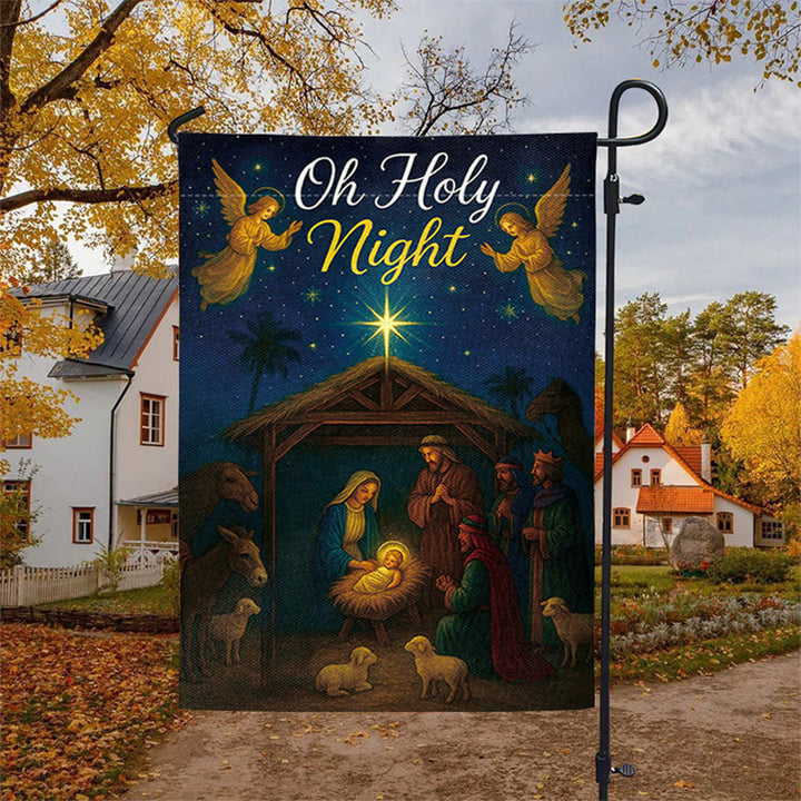 Christianartworkshop Oh Holy Night Krippen-Gartenflagge mit Engeln und Stern: Weihnachts-Glaubensdekor - image 4