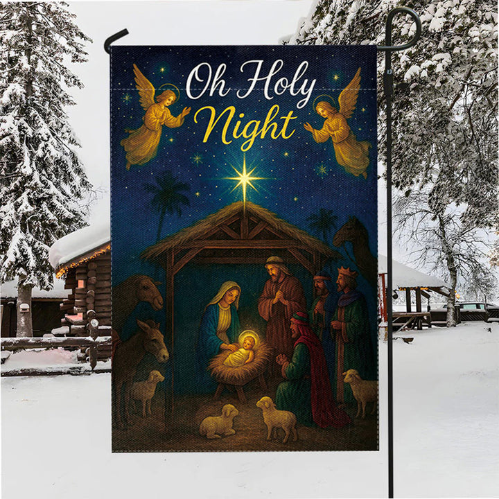 Christianartworkshop Oh Holy Night Krippen-Gartenflagge mit Engeln und Stern: Weihnachts-Glaubensdekor - image 3