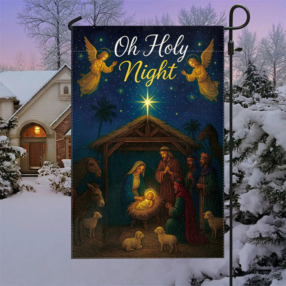 Christianartworkshop Oh Holy Night Krippen-Gartenflagge mit Engeln und Stern: Weihnachts-Glaubensdekor - image 2