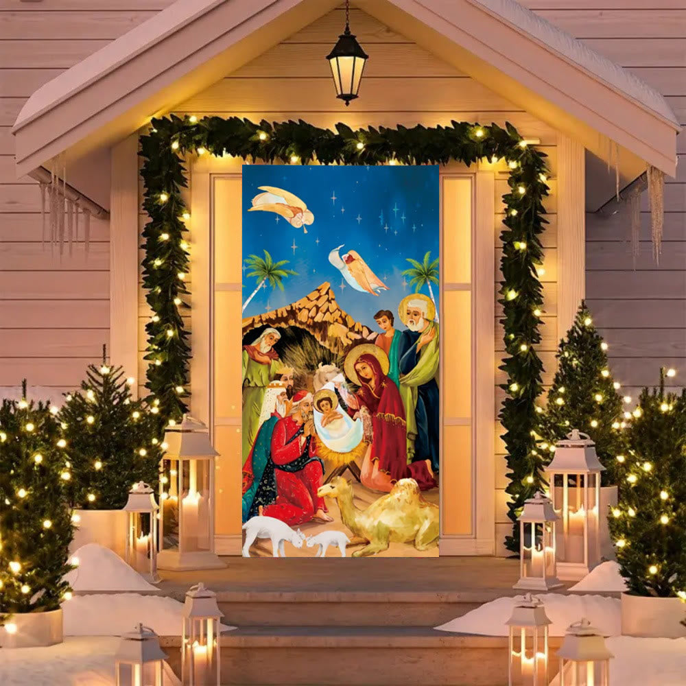 Christianartworkshop Türvorhang mit lebendiger Weihnachtskrippe: Engel, Weise Männer und Heilige Familie - image 5