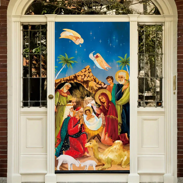 Christianartworkshop Türvorhang mit lebendiger Weihnachtskrippe: Engel, Weise Männer und Heilige Familie - image 3