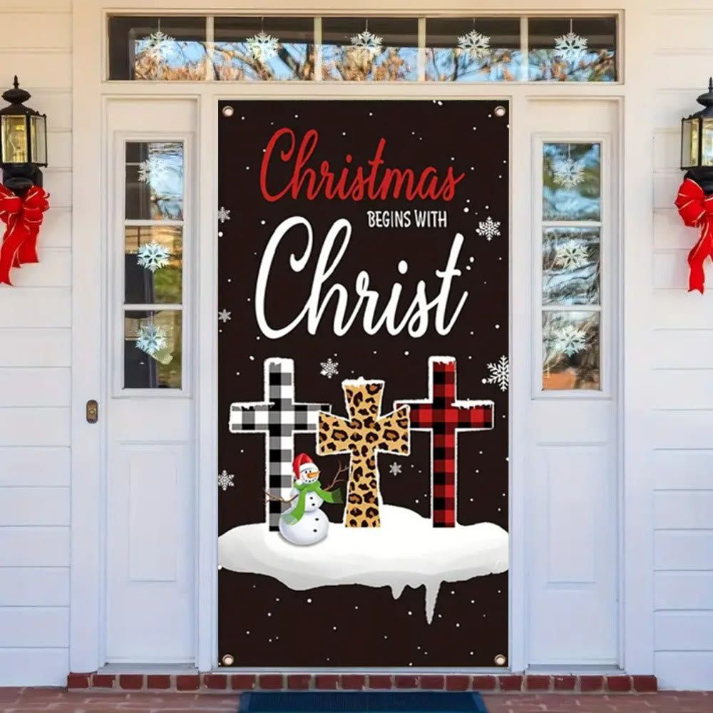 Christianartworkshop Festliche Weihnachten beginnt mit Christus Türvorhang: Plaid/Leopardenkreuz - image 3