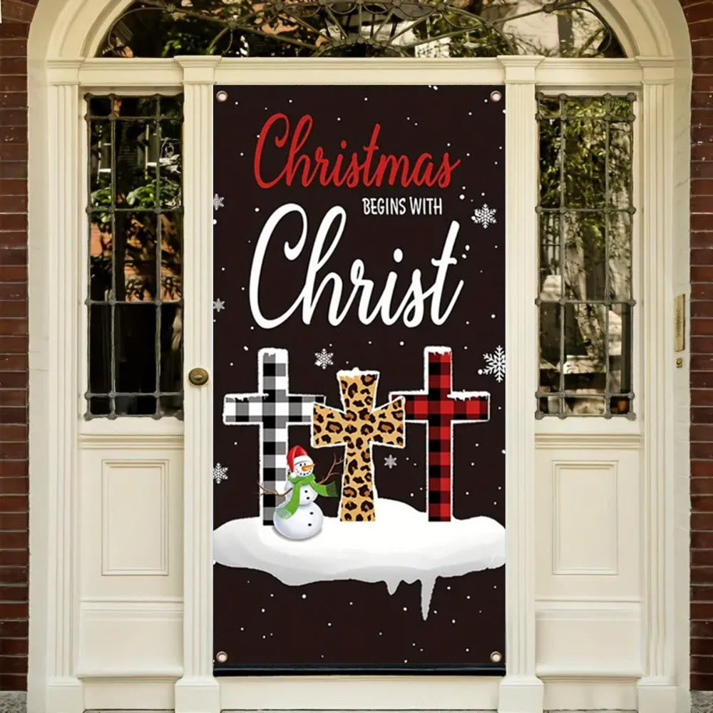 Christianartworkshop Festliche Weihnachten beginnt mit Christus Türvorhang: Plaid/Leopardenkreuz - image 4