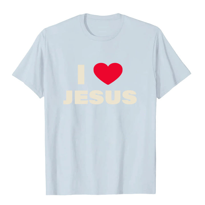 Christianartworkshop Unisex-T-Shirt „Ich liebe Jesus“ - Blau - 2XL - image 4