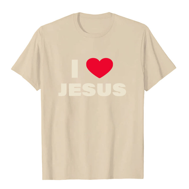 Christianartworkshop Ich liebe Jesus Unisex-T-Shirt - Beige - 2XL - image 2