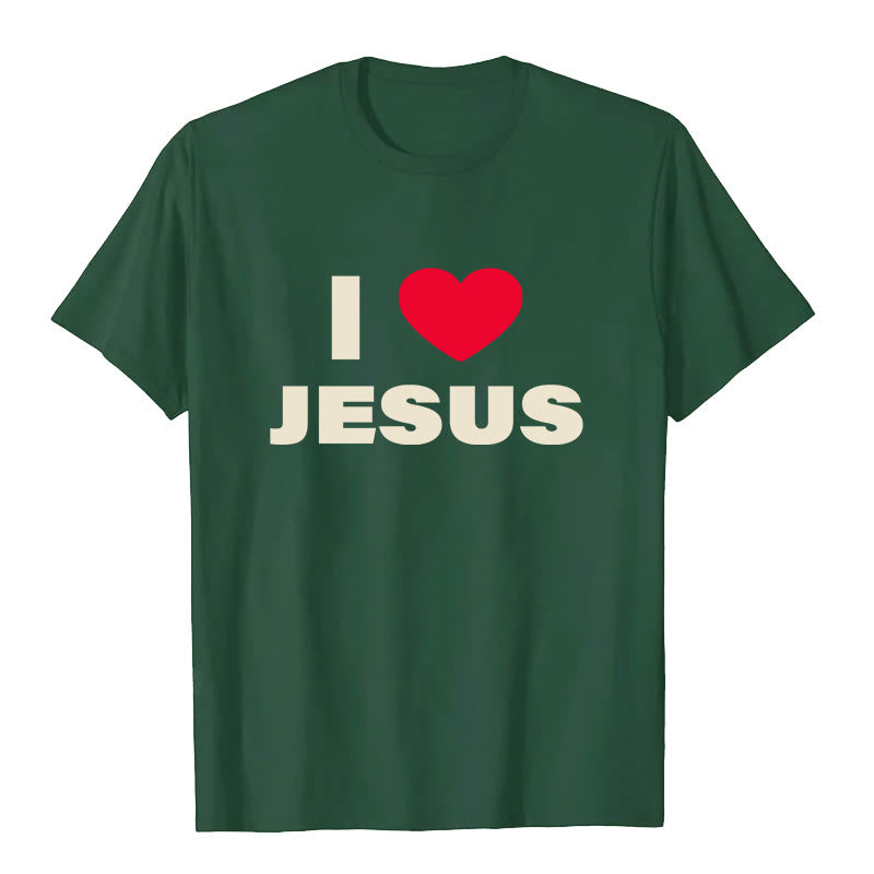 Christianartworkshop Unisex-T-Shirt „Ich liebe Jesus“ - Dunkelgrün - 2XL - image 8