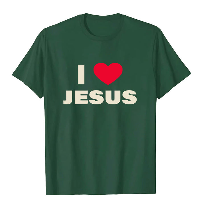 Christianartworkshop Ich liebe Jesus Unisex-T-Shirt - Dunkelgrün - 2XL - image 8