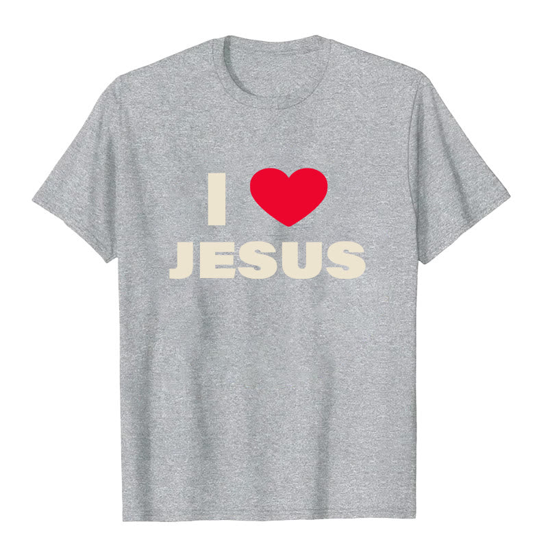 Christianartworkshop Unisex-T-Shirt „Ich liebe Jesus“ - Grau - 2XL - image 3