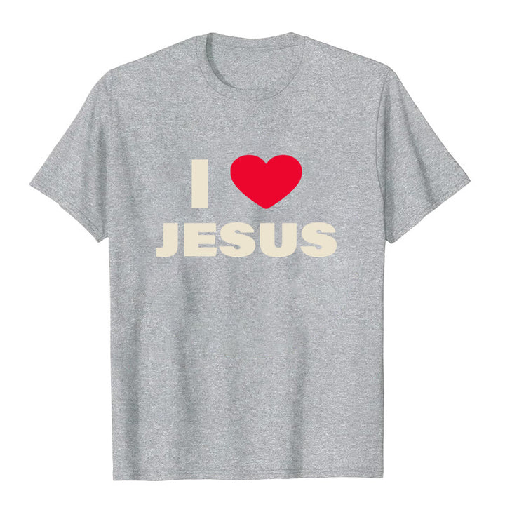 Christianartworkshop Unisex-T-Shirt „Ich liebe Jesus“ - Grau - 2XL - image 3