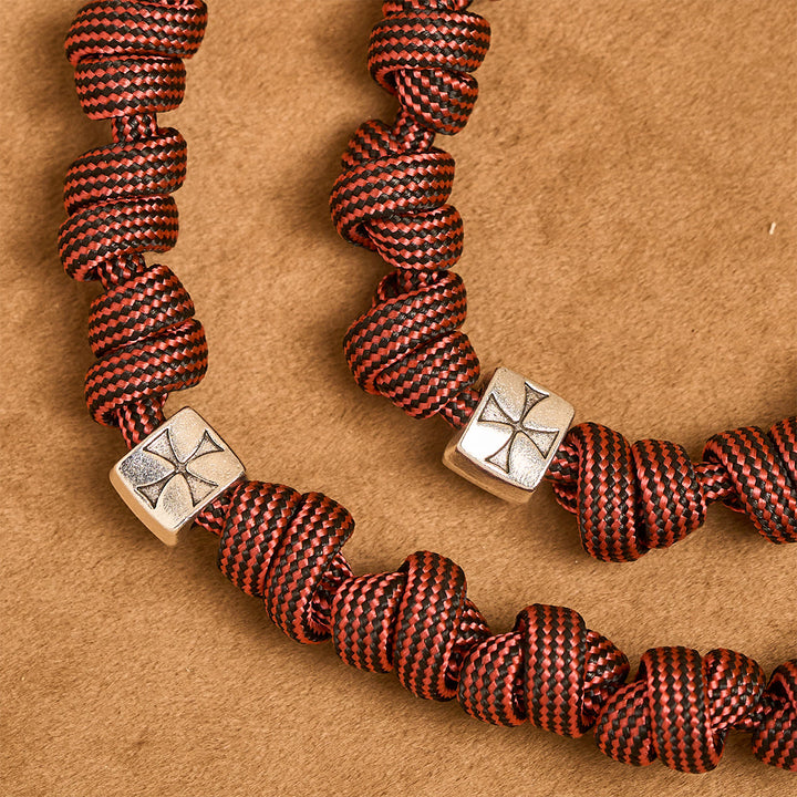 Christianartworkshop Warrior's Devotion Dunkelroter Paracord-Rosenkranz mit dem Erzengel Michael - image 8
