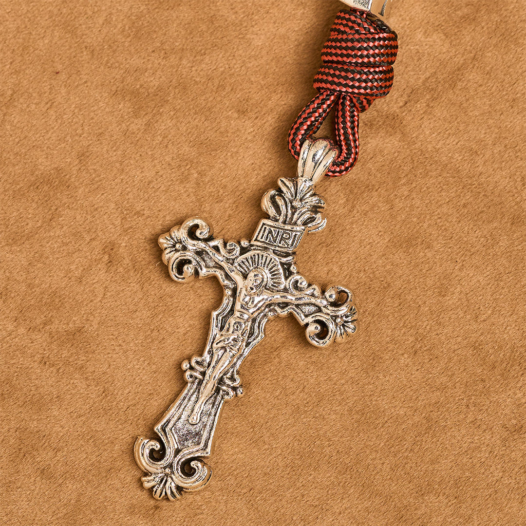 Christianartworkshop Warrior's Devotion Dunkelroter Paracord-Rosenkranz mit dem Erzengel Michael - image 9