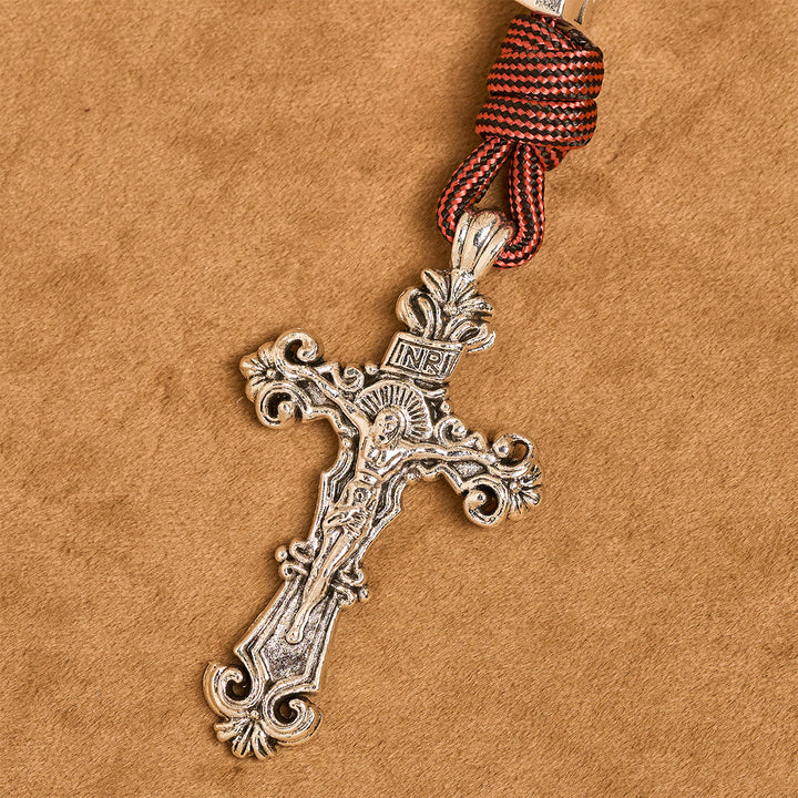 Christianartworkshop Warrior's Devotion Dunkelroter Paracord-Rosenkranz mit dem Erzengel Michael - image 9