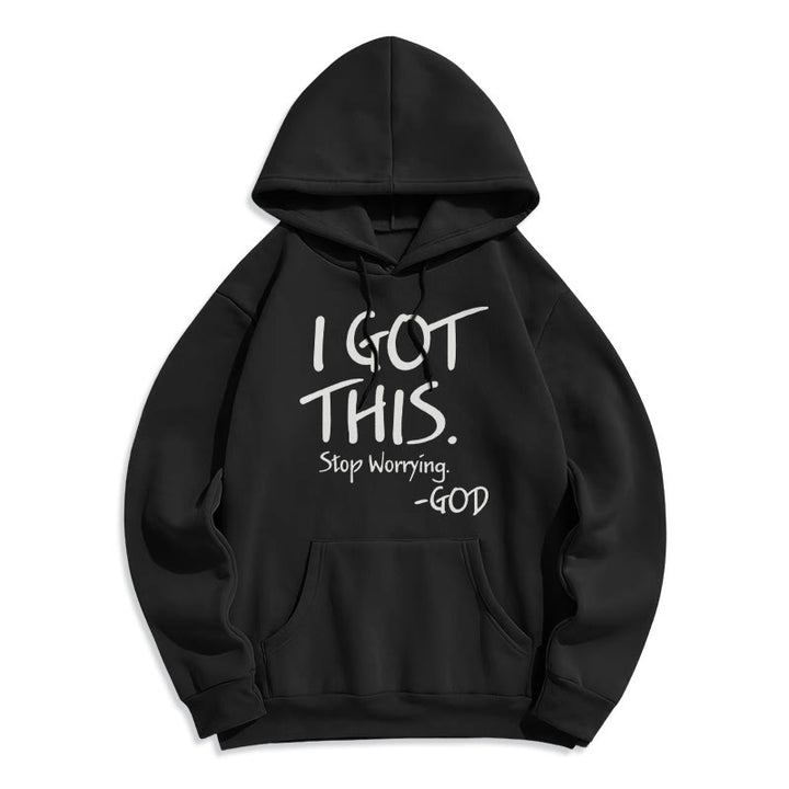 Christianartworkshop I GOT THIS – GOD Inspirierender Glaube, Polyester-Kapuzenpullover mit Fleecefutter - Schwarz - 2XL - image 5