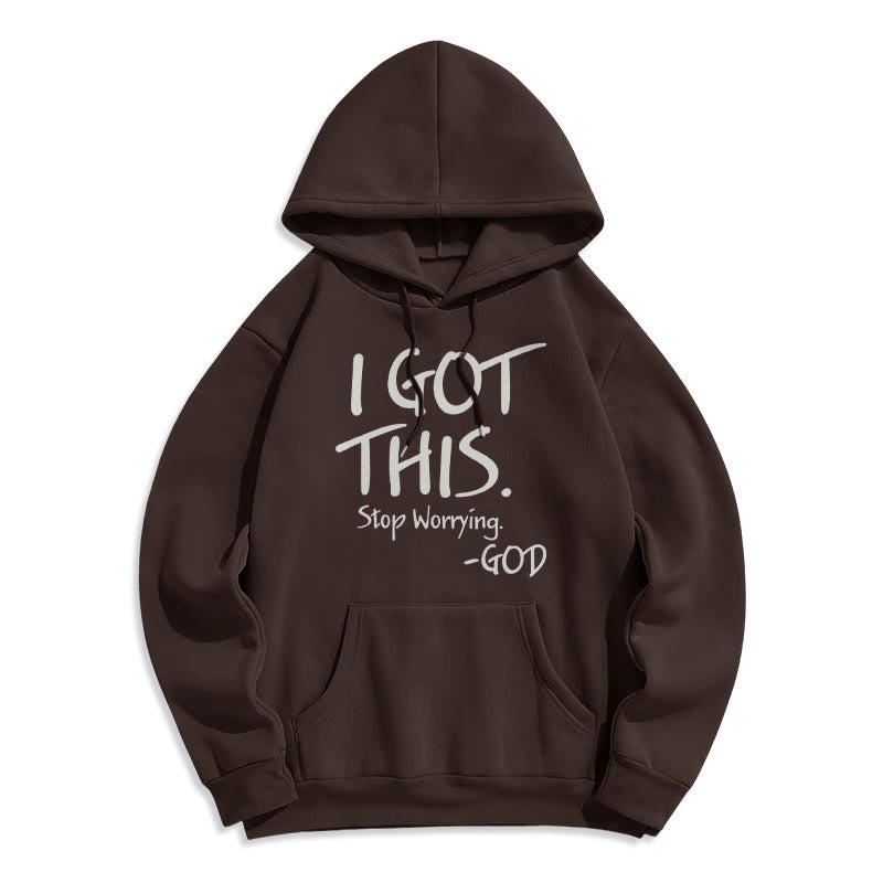 Christianartworkshop I GOT THIS – GOD Inspirierender Glaube, Polyester-Kapuzenpullover mit Fleecefutter - Braun - 2XL - image 4