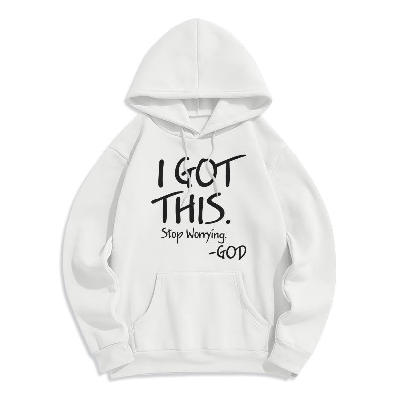 Christianartworkshop I GOT THIS – GOD Inspirierender Glaube, Polyester-Kapuzenpullover mit Fleecefutter - Weiß - 2XL - image 3