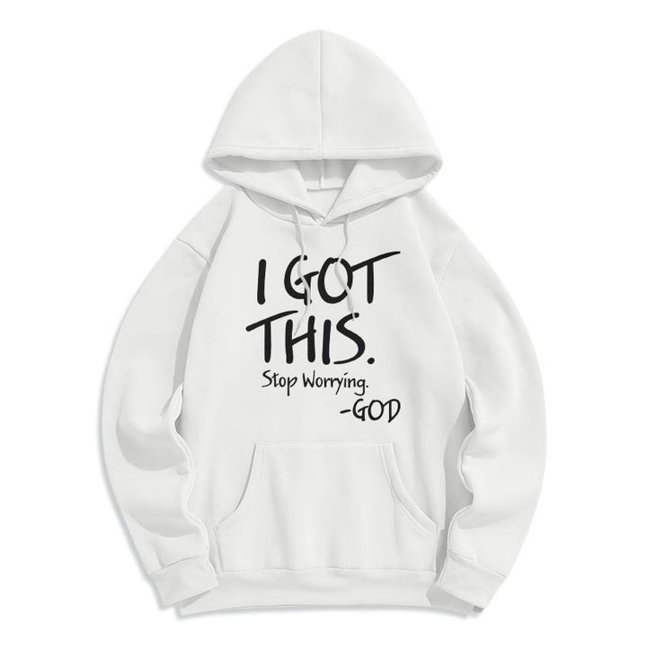 Christianartworkshop I GOT THIS – GOD Inspirierender Glaube, Polyester-Kapuzenpullover mit Fleecefutter - Weiß - 2XL - image 3