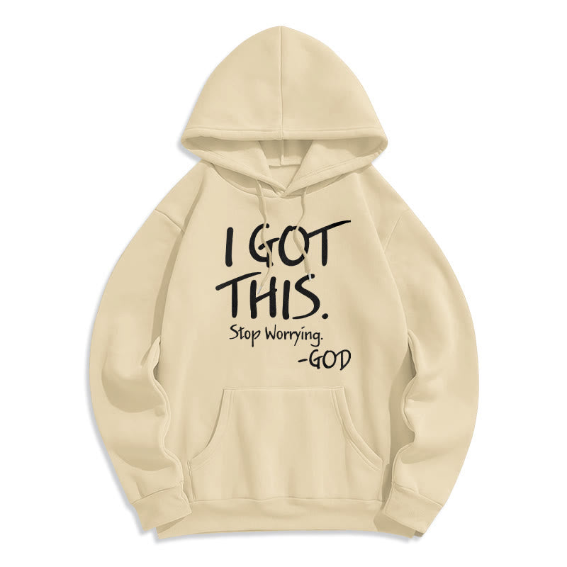 Christianartworkshop I GOT THIS – GOD Inspirierender Glaube, Polyester-Kapuzenpullover mit Fleecefutter - Beige - 2XL - image 6