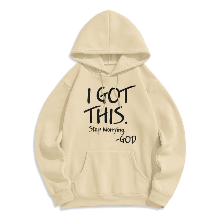 Christianartworkshop I GOT THIS – GOD Inspirierender Glaube, Polyester-Kapuzenpullover mit Fleecefutter - Beige - 2XL - image 6