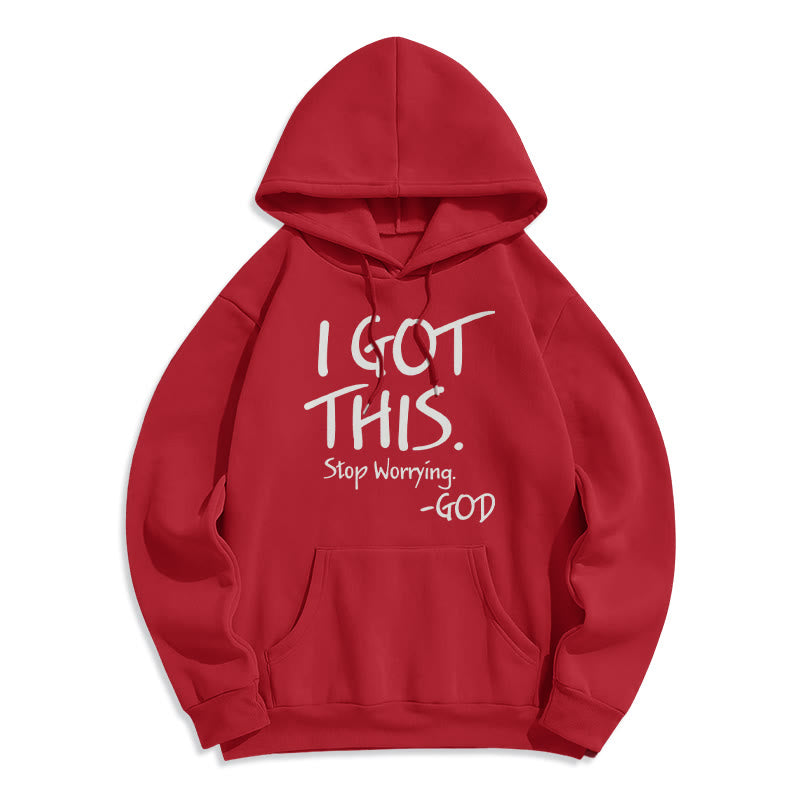 Christianartworkshop I GOT THIS – GOD Inspirierender Glaube, Polyester-Kapuzenpullover mit Fleecefutter - Rot - 2XL - image 2