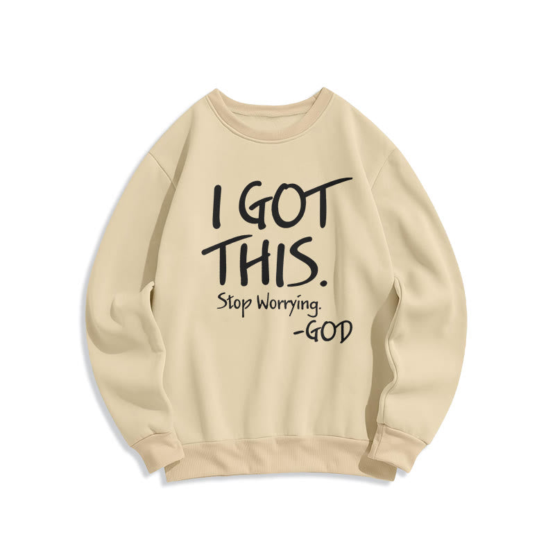 Christianartworkshop I GOT THIS – GOD Inspirierendes Glaubens-Sweatshirt aus Polyester mit Fleecefutter - Beige - 2XL - image 0